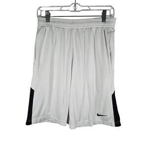 Nike Men's Athletic Basketball Shorts White Black Logo Size Medium‎